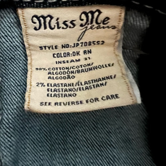 💫Miss Me Women’s Signature Rise Skinny Jeans Bedazzled Pockets Size 28💫 Buckle - Picture 5 of 5
